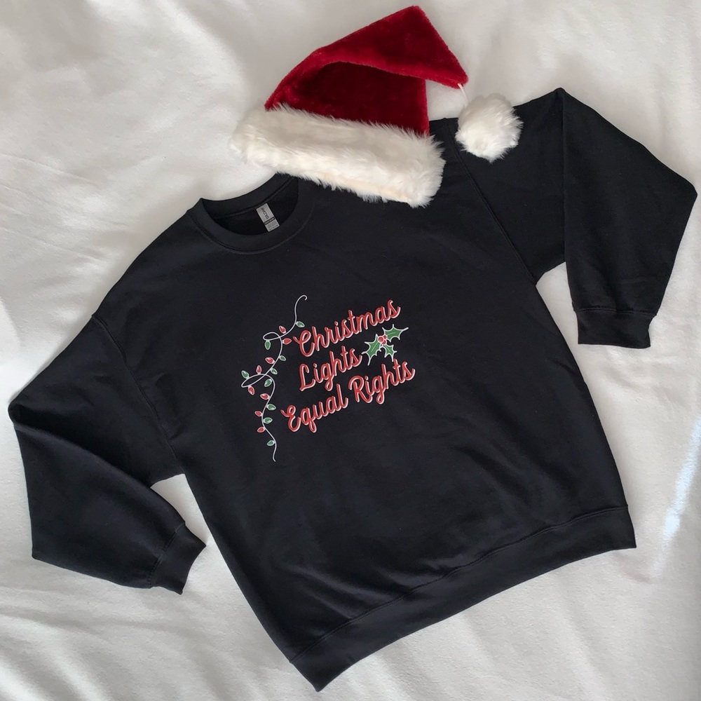 EQUAL RIGHTS Christmas Sweatshirt, size XL, FABULOUS! Feminist, EUC - Picture 15 of 15